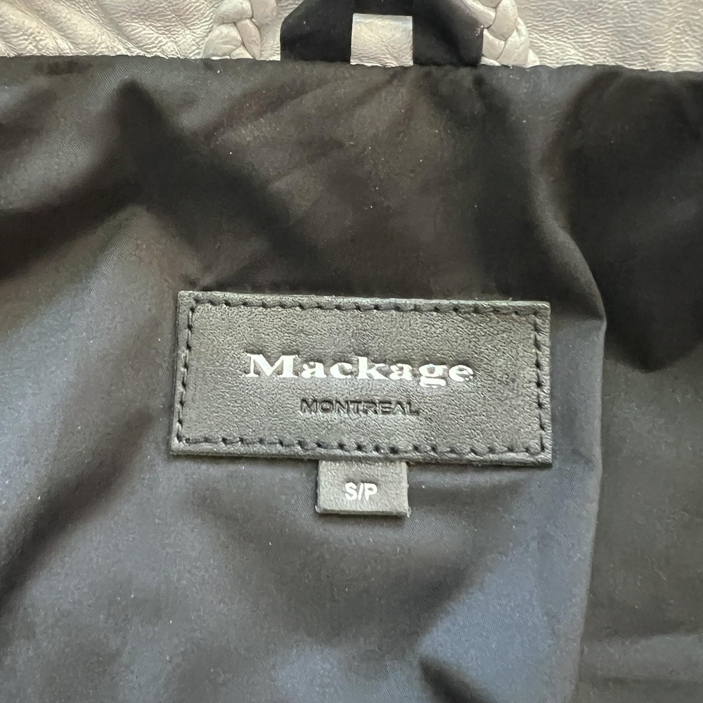 Mackage Moto Biker Jacket Silver Metallic Lambskin Leather Womens Small Zip - Picture 8 of 16